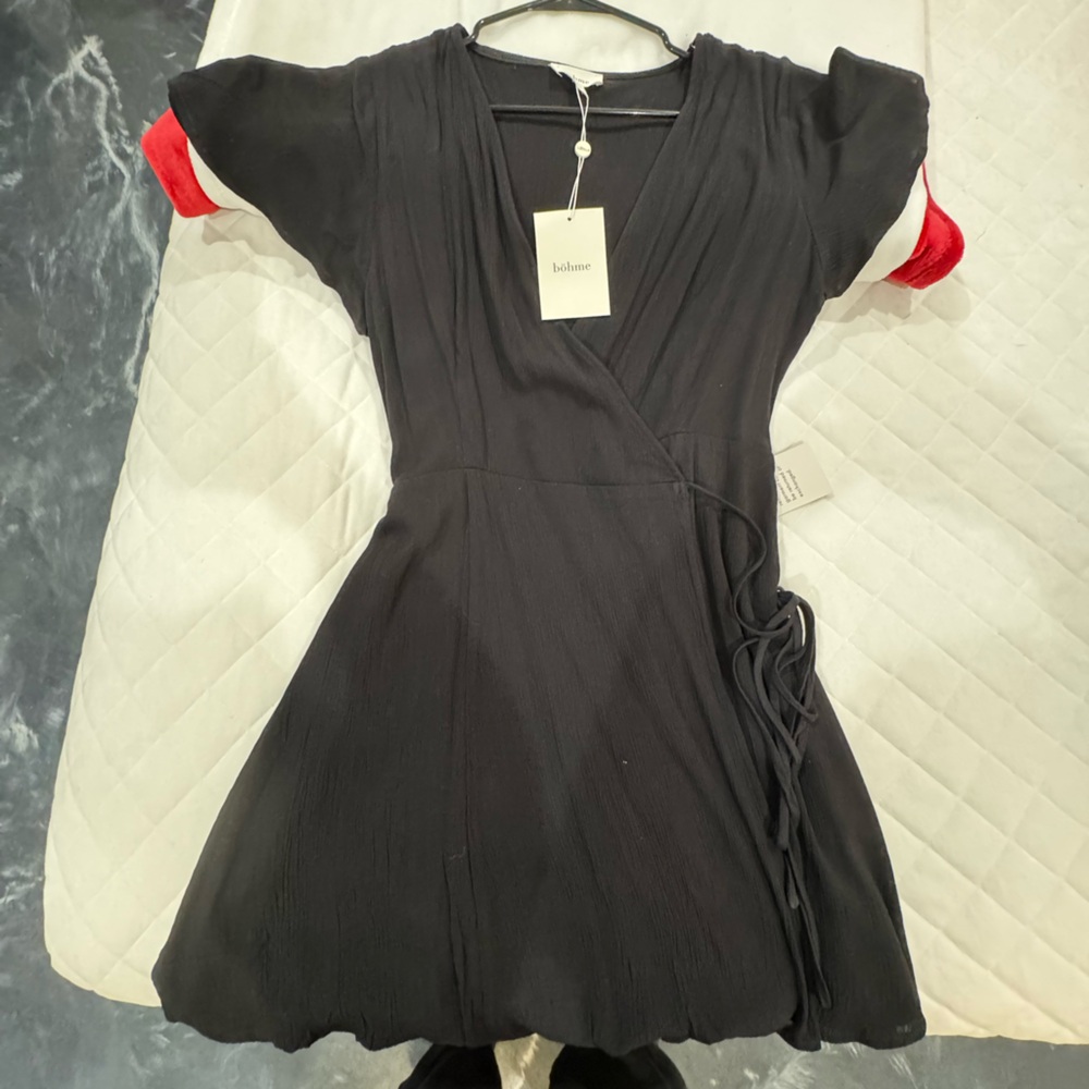 Bohme Black Wrap Midi Dress